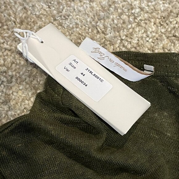 NWT Olive 100% Linen Sheer T Shirt Made in Italy Italian Size 44 -US medium - Picture 6 of 11
